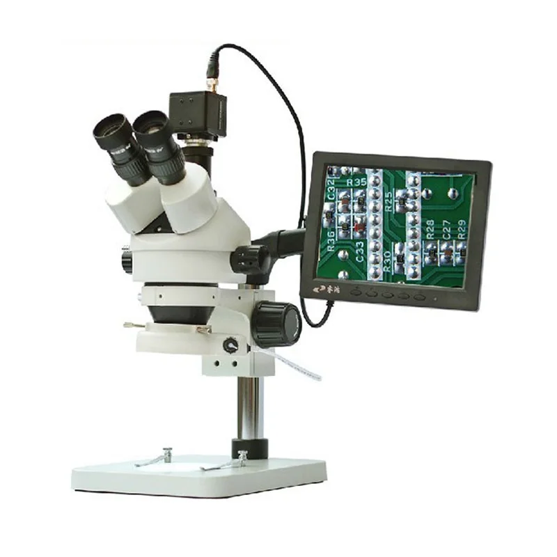7X-45X Professional Dual View Zoom Stereo Microscope with CCD TV Adapter Viewing Screen and Electronic Eyepiece | Инструменты
