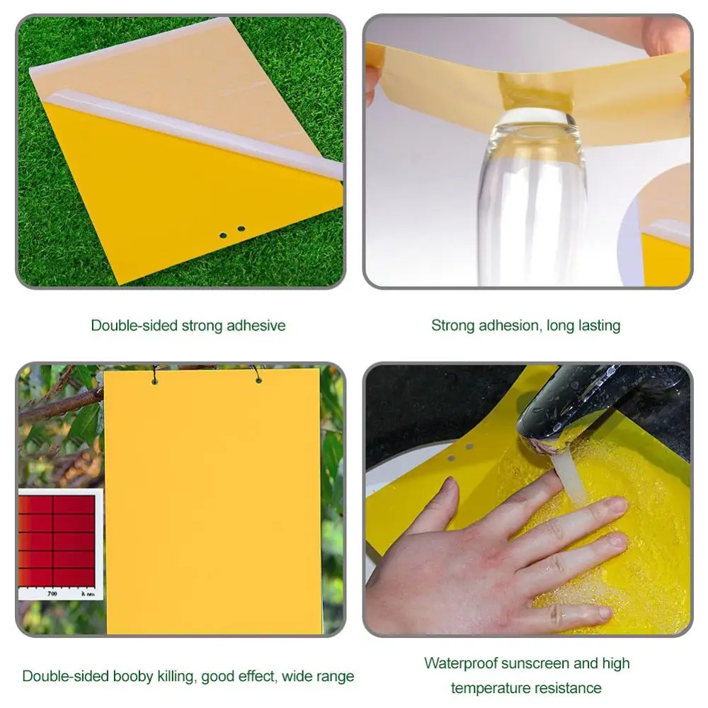 Сильный ИНСЕКТИЦИДНЫЙ приманка 20 шт. липкая насекомые доска желтая Двусторонняя