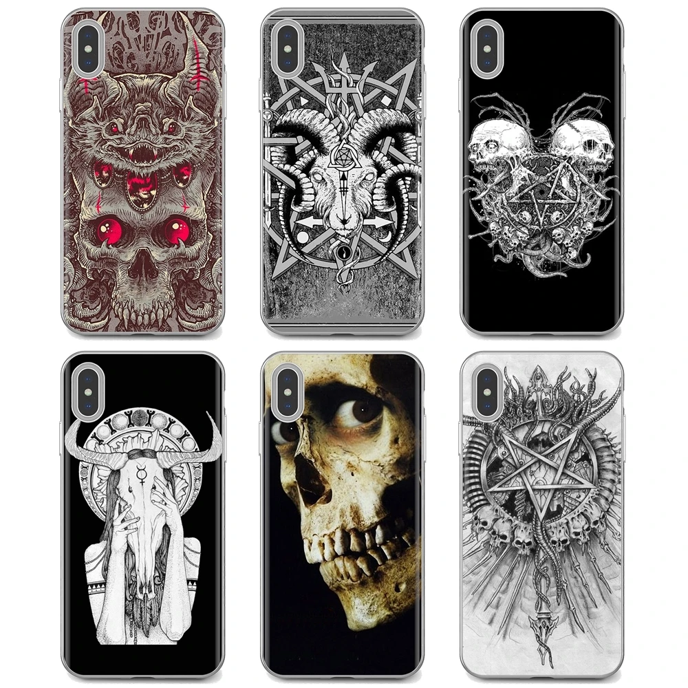 

Durable Silicone Phone Case Satanic Skull For iPhone 10 11 12 13 Mini Pro 4S 5S SE 5C 6 6S 7 8 X XR XS Plus Max 2020