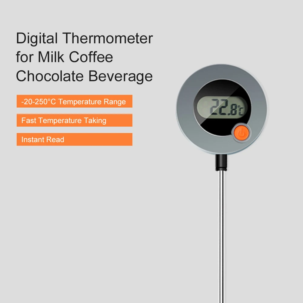 

Термометр для кофе Quick-дисплей цифровой термометр-20 ~ 250 ℃ Температура датчик под углом 90 градусов регулируемый угол термометр с зондом