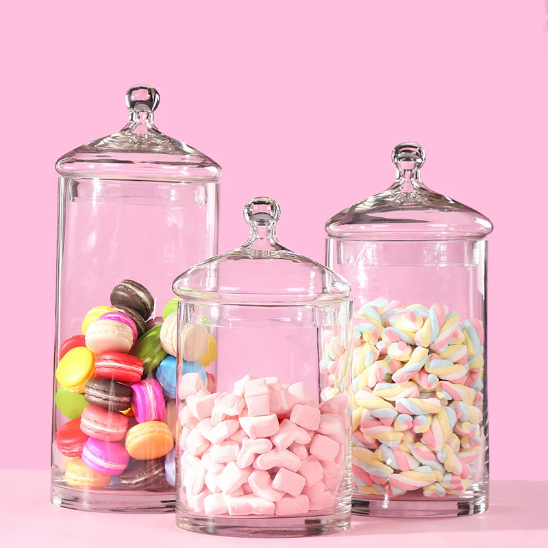 

European Transparent Glass Candy Jar Wth Lids Storage Bottles Thickened Large Capacity Tank Wedding Home Decoration