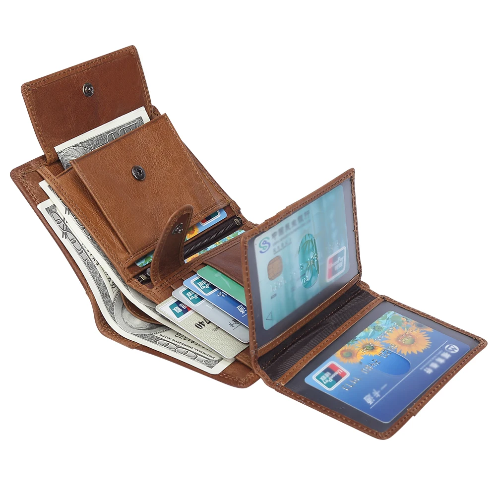 Кошелек JOGUJOS мужской из натуральной кожи бумажник Крейзи Хорс модный клатч с