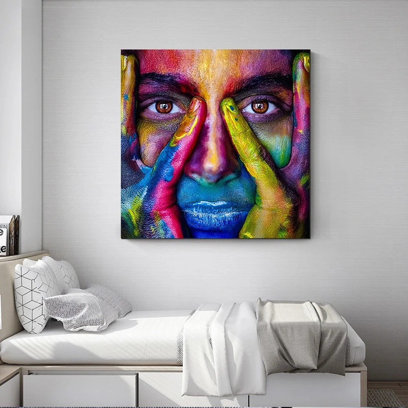 Современный с раскрашенным в яркие цвета граффити живопись холст настенные