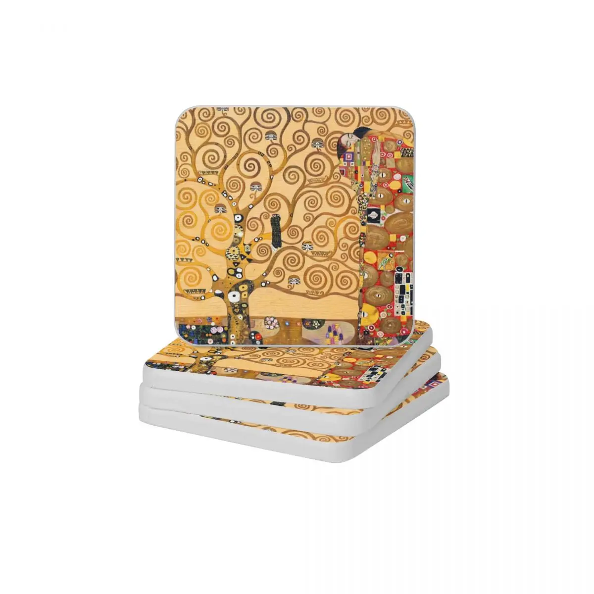

Breathing Art Gustav Klimt The Hug Diatomite Square Round Coaster Water Absorption Cup Bonsai Mat Soap Toothbrush Pad 10x10cm