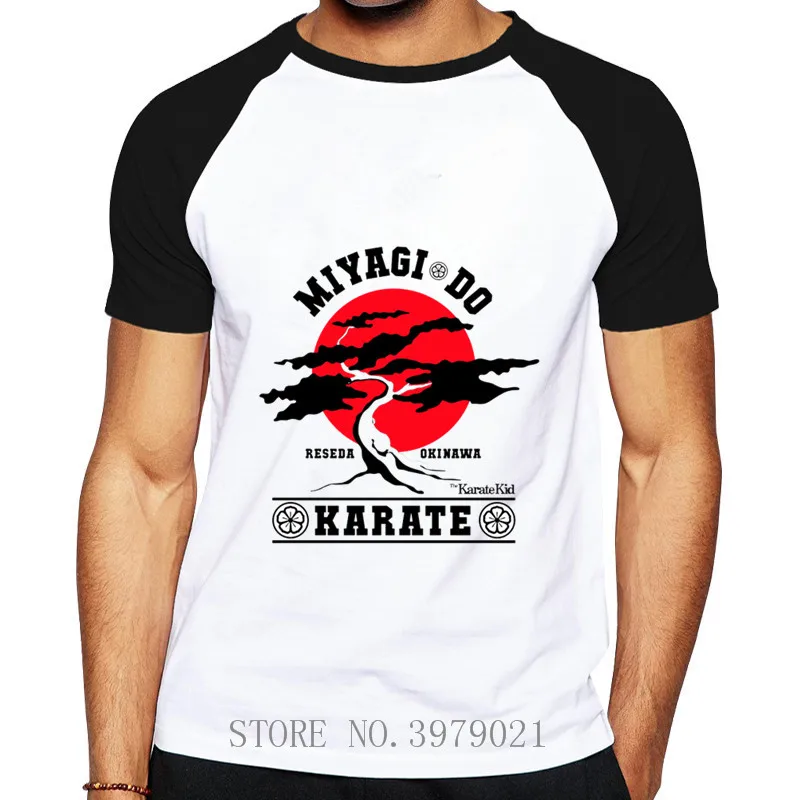 Кобра Кай Ретро рукав кунг-фу футболки Мужская футболка мигаги до бонсай дерево