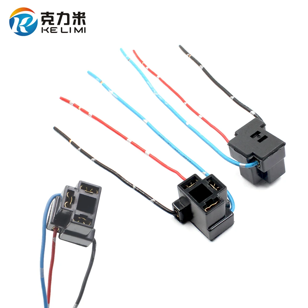

KE LI MI 2Pcs H4 9003 Car Halogen Bulb Socket Power ABS&metal Material Adapter Plug Connector Wiring Harness