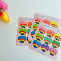 korean ins rainbow love label sticker colorful hand account sealing paster mobile phone notebook decorative sticker stationery