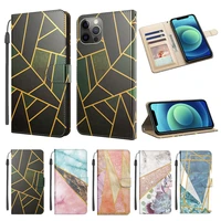 leather flip phone case for iphone 12 mini 11 pro max xr xs x se 2020 6 7 8 plus coque geometric marble wallet shockproof cover