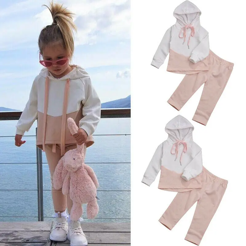 Одежда для маленьких девочек 2 предмета хлопковые свободные топы с капюшоном и