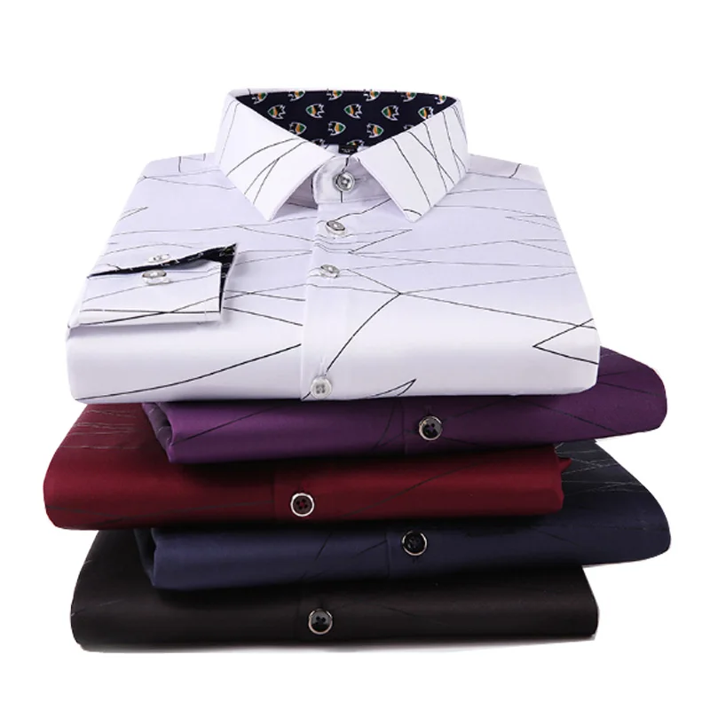 Рубашка мужская приталенная с длинным рукавом модная Повседневная блуза принтом