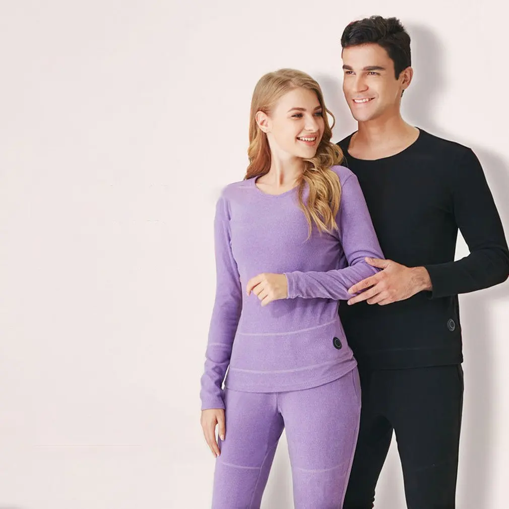 

Winter Heated Underwear Suit USB Battery Powered Electric Heating Warm Tops Pants Phone Smart Control Temperature Ski Underwear