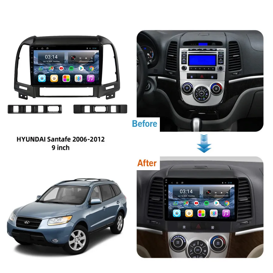 9 'ɽSP Android 10 HYUNDAI Santafe/IX45 2006-2010/2011/2012 автомобильный радиоприемник мультимедиа