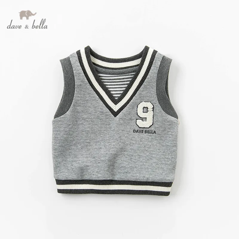 Dave bella/Весенний свитер без рукавов для маленьких мальчиков вязаный детский жилет