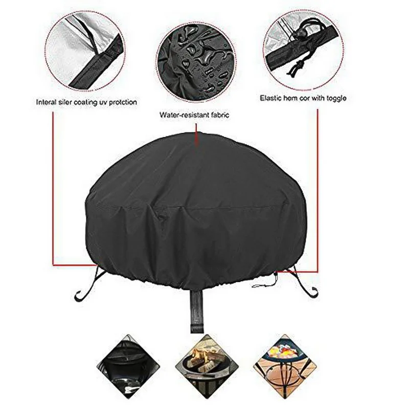 

Round Fire Pit Cover Outdoor Fishing Barbecue Waterproof Dust Cover Barbecue Dust Cover Oxford Cloth Dustproof And Waterproof