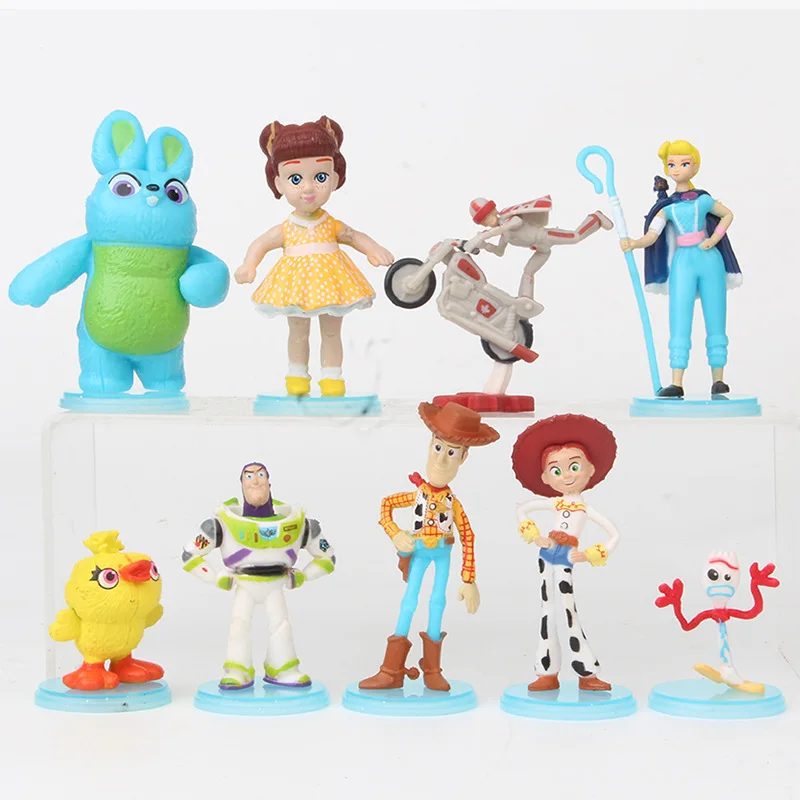 

9pcs/set Disney Cartoon Toy Story 4 Toys Buzz Lightyear Woody Forky Jessie Figure Collectible Dolls For Children