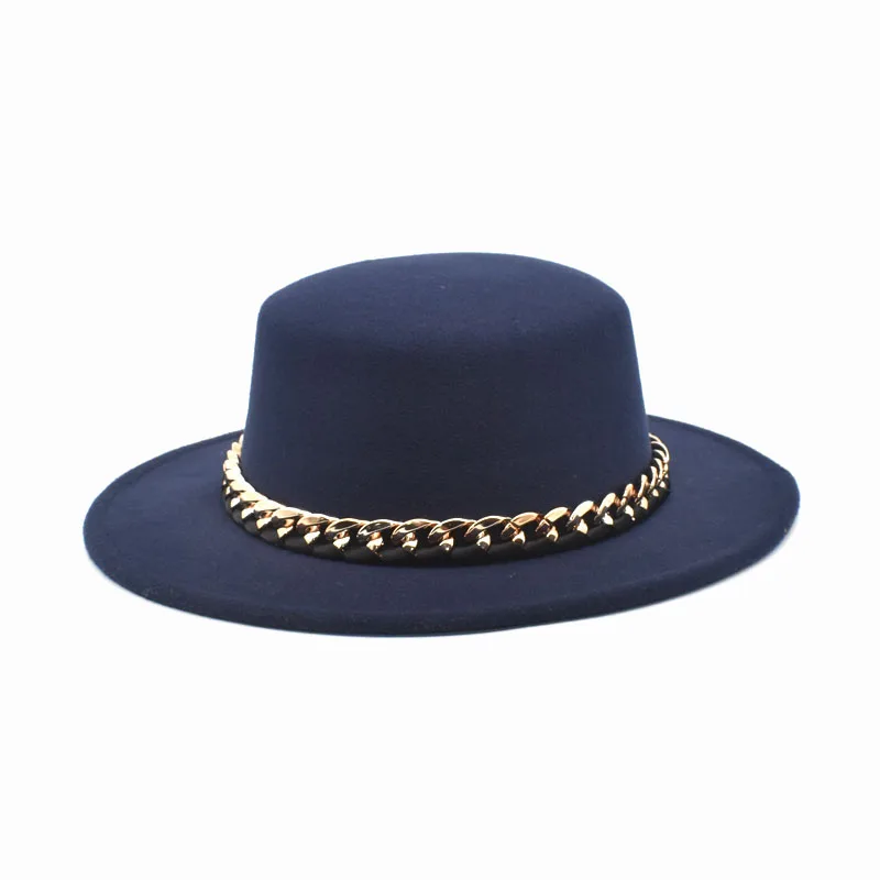 New Classic Wool Fedora Hats Women Solid Color Flat Top Bowler Hat Autumn Winter Panama Hats Wide Brim Jazz Cap P28