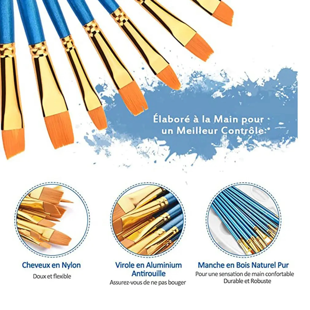 

Artist Paint Brush With Palette Professional Watercolor Wood Handle Painting Brushes Art Supplies Stationery