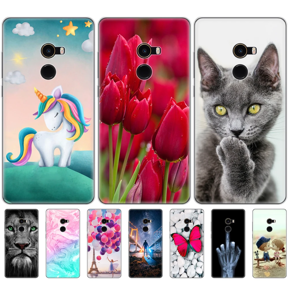 Мягкий силиконовый чехол из ТПУ Для xiaomi Mix 2 для Mi Mix2 защитный прозрачный с принтом