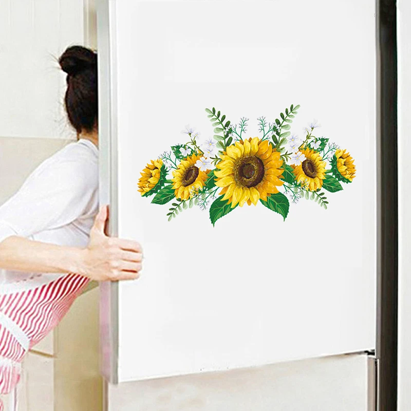 

Sunflower Personalized Wall Sticker 30*60cm Removable Sunflower Wall Sticker Kitchen Waterproof Decals Home-Decor PVC 2021 New