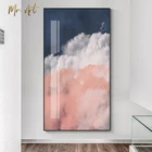 Настенный постер в скандинавском стиле с изображением неба, пейзажа, картина для гостиной, розового, белого, восхода, заката, облаков, Картина на холсте, домашний декор