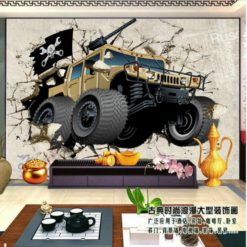 Ретро промышленного ветер личность фон с автомобилем 3d стены Бумага бар КТВ клуб