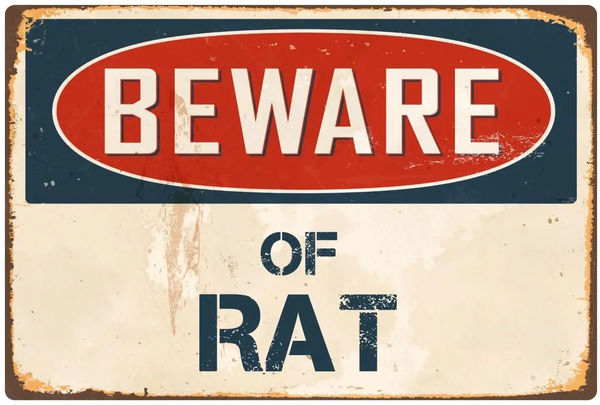 

StickerPirate Beware of Rat 1 8 x 12 Vintage Aluminum Retro Metal Sign VS356