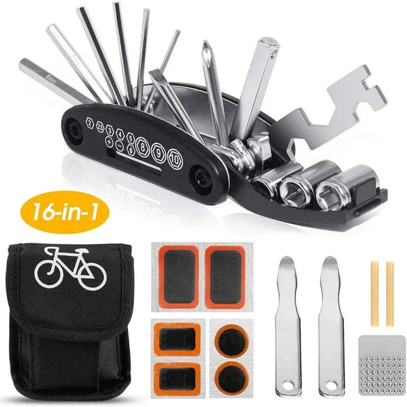 

Bicycle Repair Tools Kit Bike Accessories Multi Tool Set Saddle Bag Cycling Tail Rear Pouch Bag MTB Bike Multifunction Auto Tool