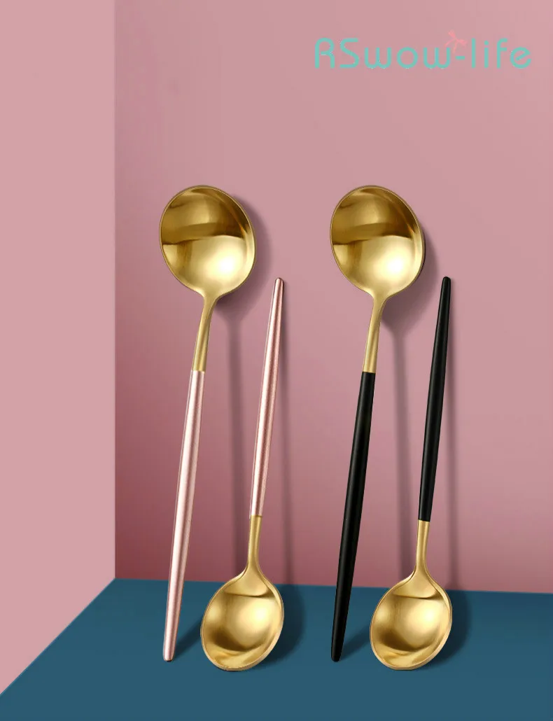 

Western-style Tableware Long Handle Stainless Steel Chopsticks Fork Spoon Household Sitchen Supplies Eco Friendly