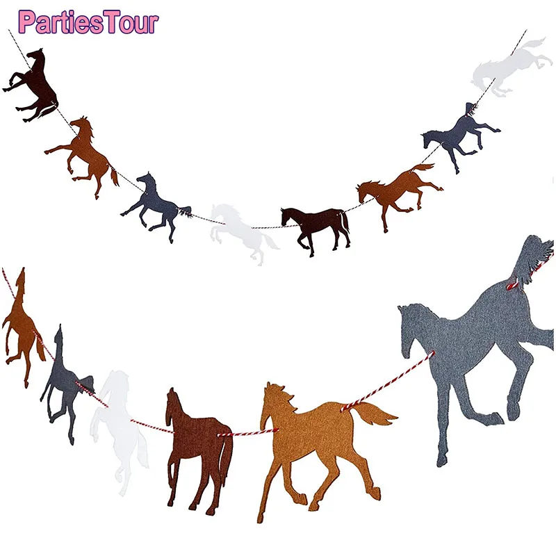 

4 Pieces Horse Garland Banner Kentucky Derby Horse Racing Streamer Horse Party Garland for Horse Racing Birthday Party supplies