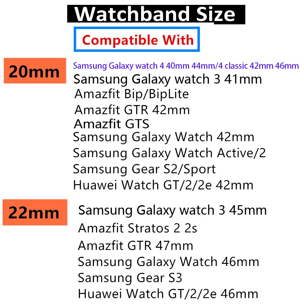 20mm/22mm strap For Samsung Galaxy watch 4/classic/3 46mm/42mm 40mm 44 Silicone bracelet Huawei watch GT 2/2e/pro/Active 2 band images - 6