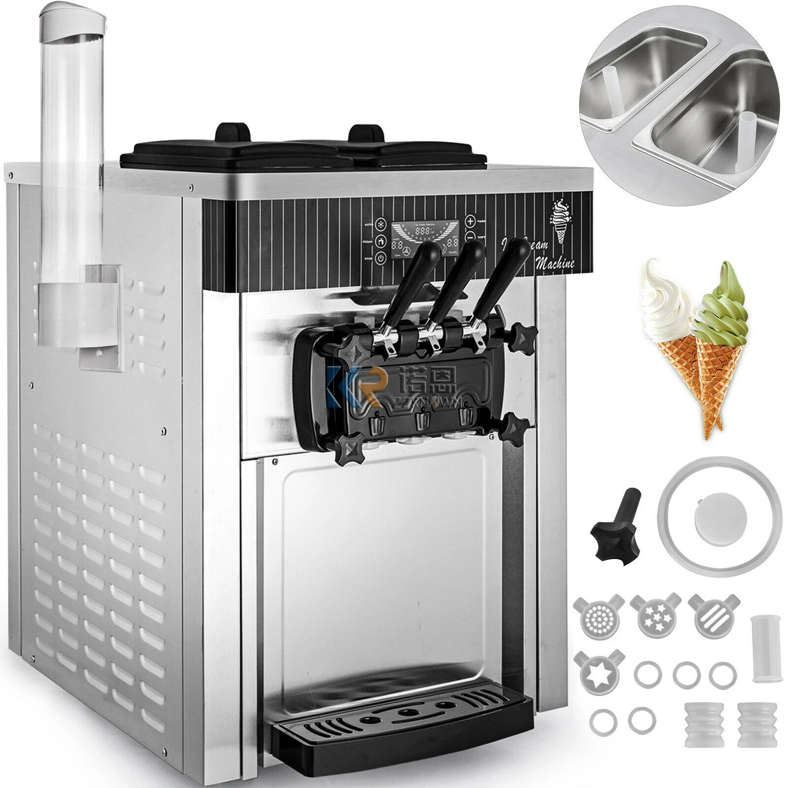 

Commercial 3 Flavor Soft Ice Cream Machine Milk Fruits Ice Cream Making Machine