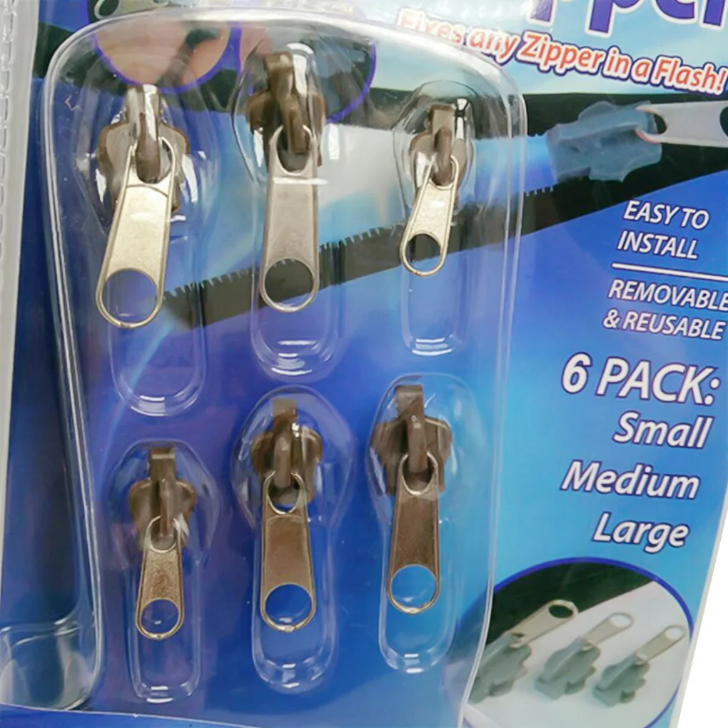 

6PCS/Set Instant Zipper Universal Instant Fix Zipper Repair Kit Replacement Zip Slider Teeth Rescue New Design Zippers For Sew