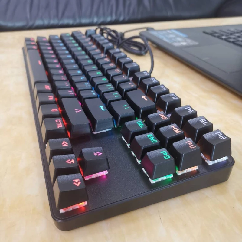 

Mechanical Keyboard 87 Keys Switch Wired Gaming Keyboards with RGB Backlight for Tablet Desktop Russian Sticker