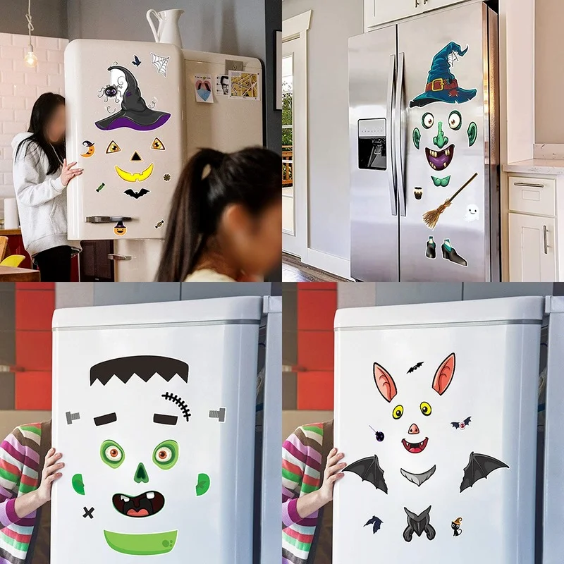 

Хэллоуин магнит на холодильник ведьма летучая мышь Тыква гаражная дверь украшение стены стикер праздничное украшение набор из нескольких частей