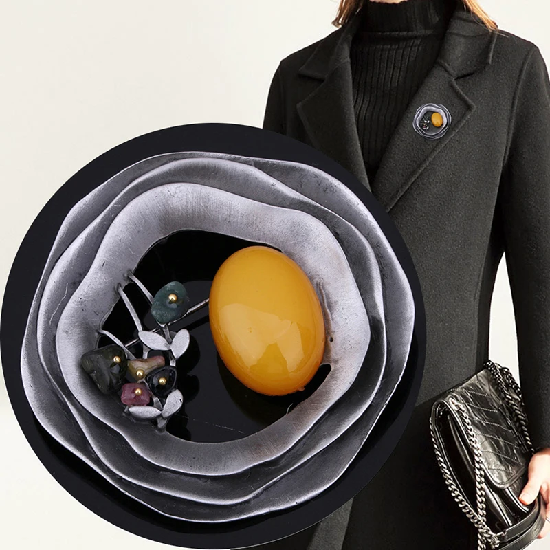 Винтажные большие круглые броши в виде цветка из смолы для женщин изысканная