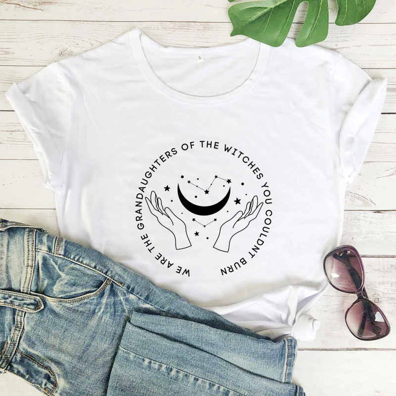 We Are The Granddaughters Of The Witches You Couldn’t Burn T-shirt Aesthetic Women Short Sleeve Gothic Witchy Top Tshirt