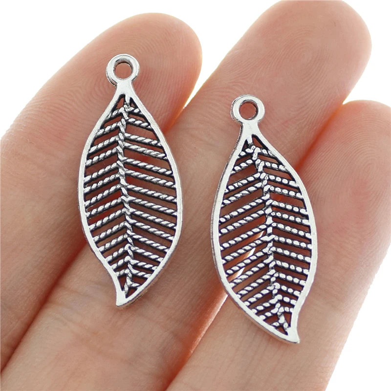 

25pcs 28x12mm Antique Silver Color Leaves Charms Leaf Pendant for Jewelry Making DIY Jewelry Findings