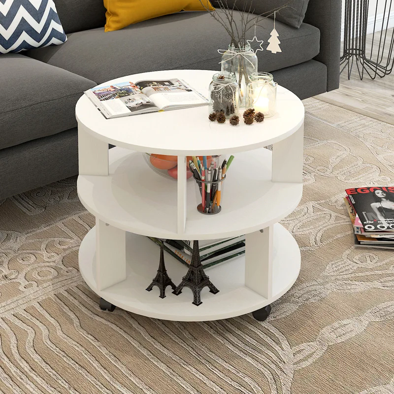 

Coffee Table Simple Modern Nordic Round Creative Living Room Storage Bedroom Bedside Cabinet Side Table Assembling Balcony Table