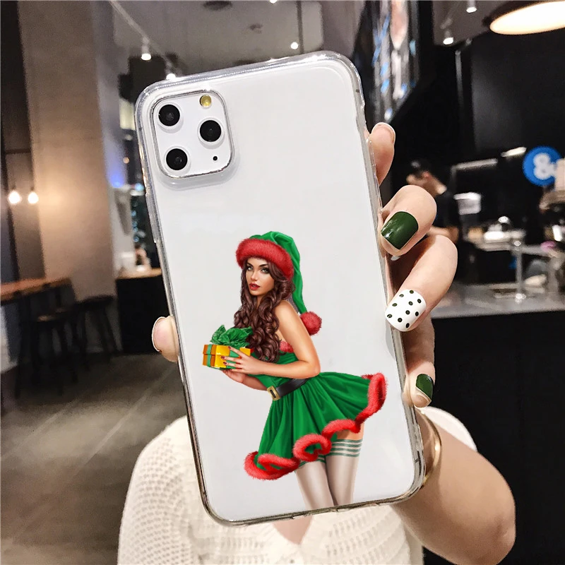 2021 новогодний модный Рождественский силиконовый чехол для девочек iPhone 12pro Xs 11 Pro