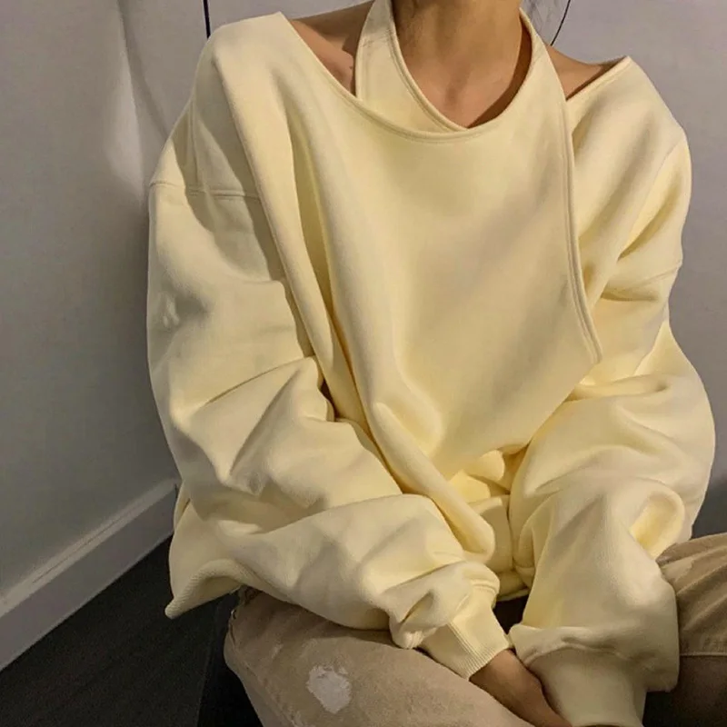

Korean Fashion Autumn Winter Women's Sweatshirt Long Sleeve Casual Loose Hooded Sweatshirts Patchwork Pullovers Female Clothing