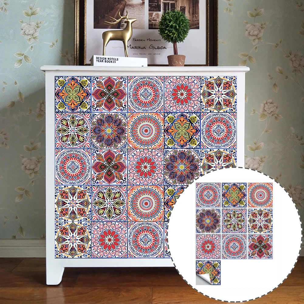 

10 шт., прозрачная самоклеящаяся Настенная Наклейка с мандалой