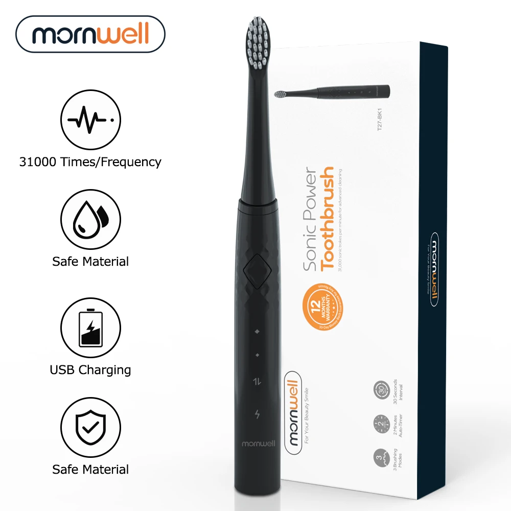 

Electric Toothbrush Sonic Tooth Brush USB Inductive Charging IPX7 Waterproof toothbrush Blue With 8 Brush Heads & Travel Case