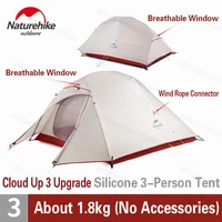 naturehike upgrade cloud up 3 camping tent 3 person portable outdoor travel ultralight hiking tent 20d210t rainproof breathable