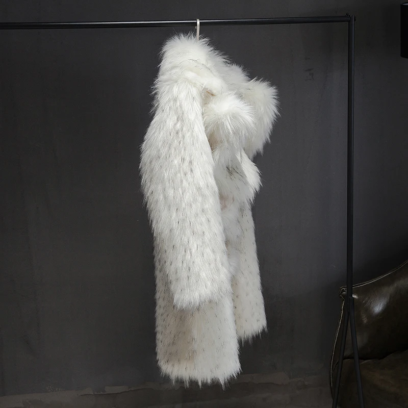 Шуба из искусственного меха с имитацией оплетки пушистый воротник новинка 2021