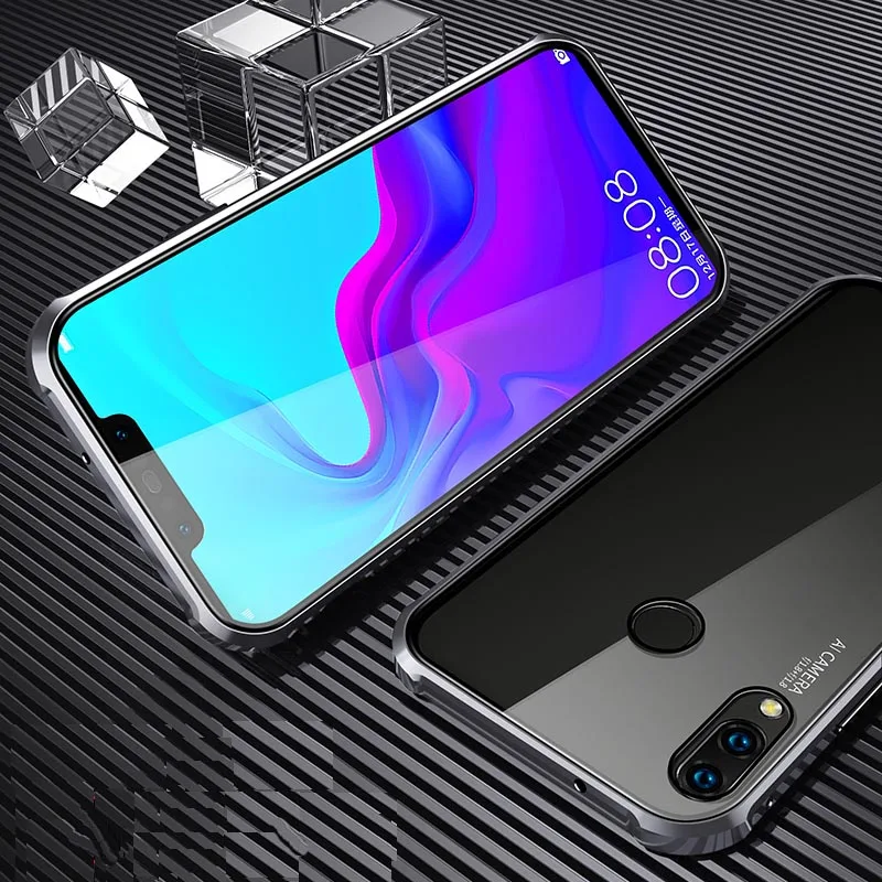 Металлический магнитный чехол для huawei Nova 3i из закаленного стекла, задняя крышка с магнитом для huawei Nova 3e Nova 3, передний и задний стеклянный чехол