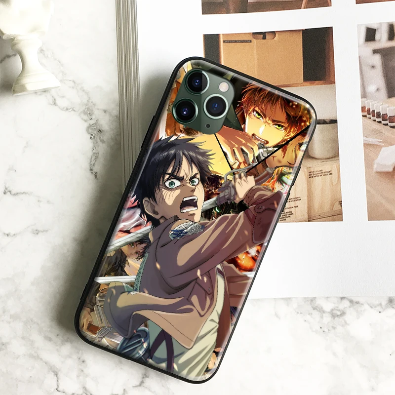 eren jaeger attack on titan anime phone case cover shell for iphone se 6 6s 7 8 6splus 7plus 8plus x xr xs 11 pro max free global shipping