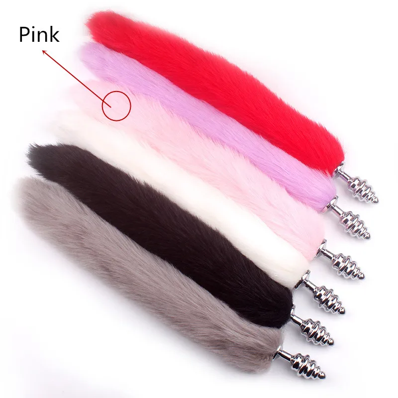 Thread Pink Аниме Соблазнительные костюмы для косплея Анальная пробка хвост из нержавеющей стали Анальная пробка с хвостом лисы интимные товары для маскировки женщин - Цвет: Thread Pink