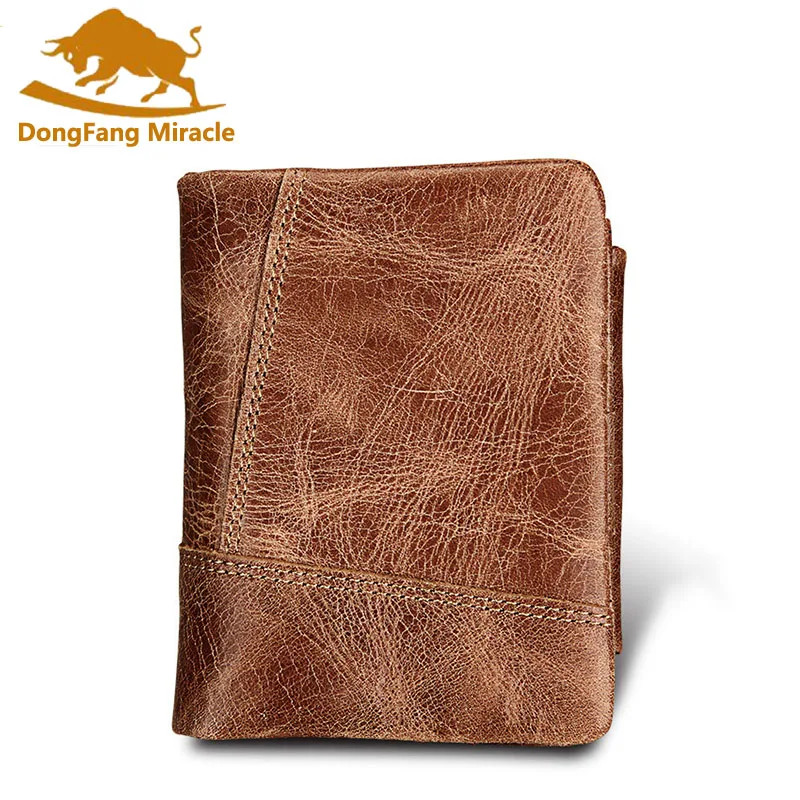 Мужской кошелек новинка натуральная кожа RFID Блокировка складные кошельки для