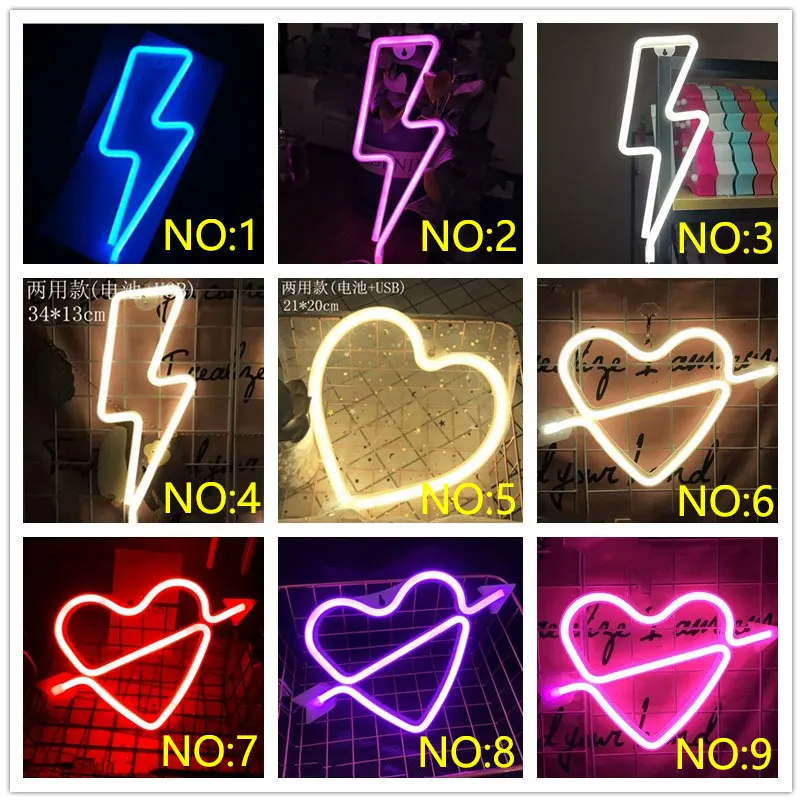 Настенный светильник Светильник ning Led неоновая вывеска USB неоновые буквы s для