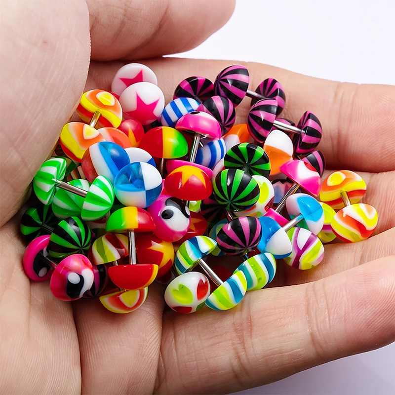 

10PC Acrylic Studs Earring Mixed Colors Fake Ear Plugs Tunnel Cheater Expander Round Ear Piercing Fashion Woman Lobe Jewelry 16G